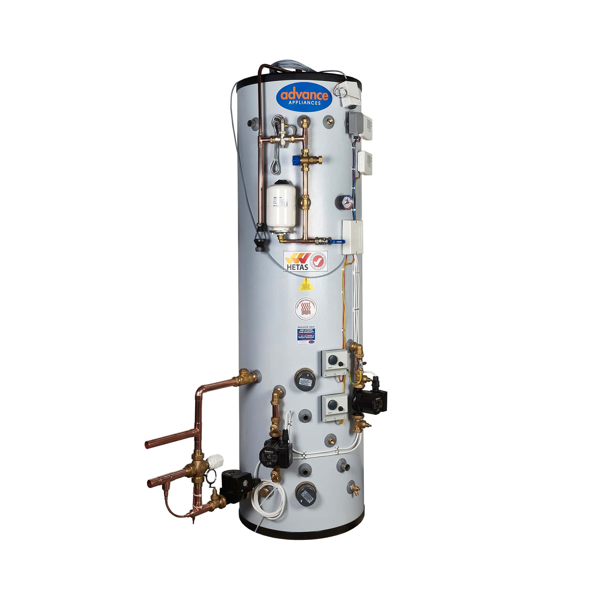 Advance Appliances Solid Fuel Universal Thermal Store Fully Pre-Wired u0026  Pre-Plumbed Hot Water Cylinder